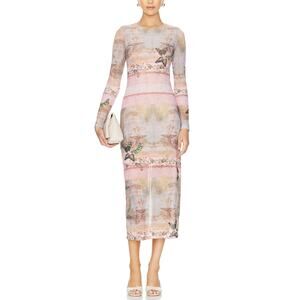 Olivia 'Delora' Pink Polyester Midi Dress Size 0